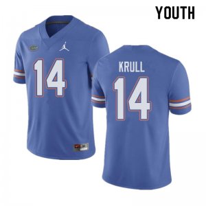 Youth Florida Gators #14 Lucas Krull NCAA Jordan Brand Blue Authentic Stitched College Football Jersey EZV4462PH